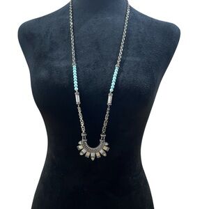 CHLOE + ISABEL Lunette Long Pendant Boho Art Deco Necklace 32in Long